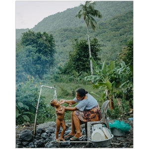 Evening Shower, Polynesian Art, Samoan Print, Fine Art Photography, Wall Art, Village Life, Samoa, Birthday Gift