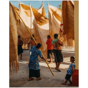 Belle stuoie, arte polinesiana, stampa samoana, fotografia d'arte, vita di villaggio, tradizioni, Samoa, regalo di compleanno