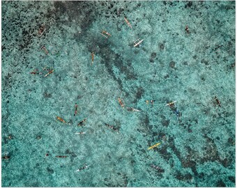 Extasy Of Palolo, Sztuka Polinezyjska, Samoański Druk, Fotografia Artystyczna, Sztuka Ścienna, Ocean, Łodzie, Samoa, Prezent Urodzinowy