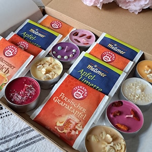 Kräuterteebeutel und Kerzen Geschenkbox, Gute Besserung Geschenk, Handgefertigte Teelichter, Post Chirurgisches Self Care Kit, Denken an Sie, Kranker Freund