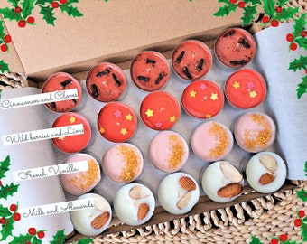 Winter Christmas Scented Candles, Vegan Natural Tea Lights Gift Set, Xmas Aroma, Stocking Stuffer Present, Cinnamon Almond Holiday Fragrance