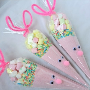 Süße Ostertüten - DIY heiße Schokolade - Pinkes Häschen Süßigkeitstüten - Kindergeburtstag Gastgeschenke - Geschenk für Freunde - Mädchen-Babyparty-Ideen
