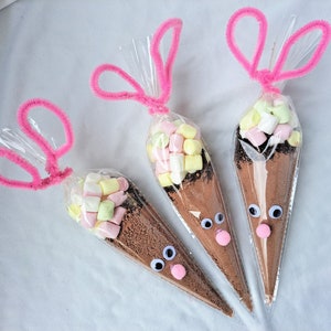 Easter Sweet Cones Bags - Bunny Rabbit Candy Wrappers - Kids Birthday Party Favors - DIY Hot Chocolate - Gift for Friends - Marshmallow