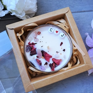 Dried Flowers Candle - Handmade Personalized Candles - Vegan Wax - I love you Present - Unique Wedding Favors -Valentine&#39;s Gift idea for Her