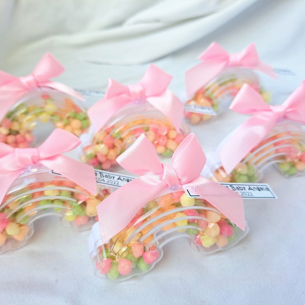 SET Rainbow Baby Shower Guest Favors, New Born Souvenirs, Pink Blue Gender Reveal Candy Boxes, Girl Boy First Birthday Decoration Presents