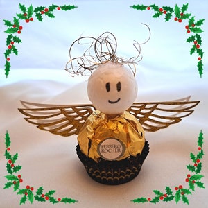 Christmas Angel Chocolate with Gold Wings, Ferrero Rocher Table Decoration, Holiday Guest Gifts, Xmas Dinner Souvenir, Creative Pralines