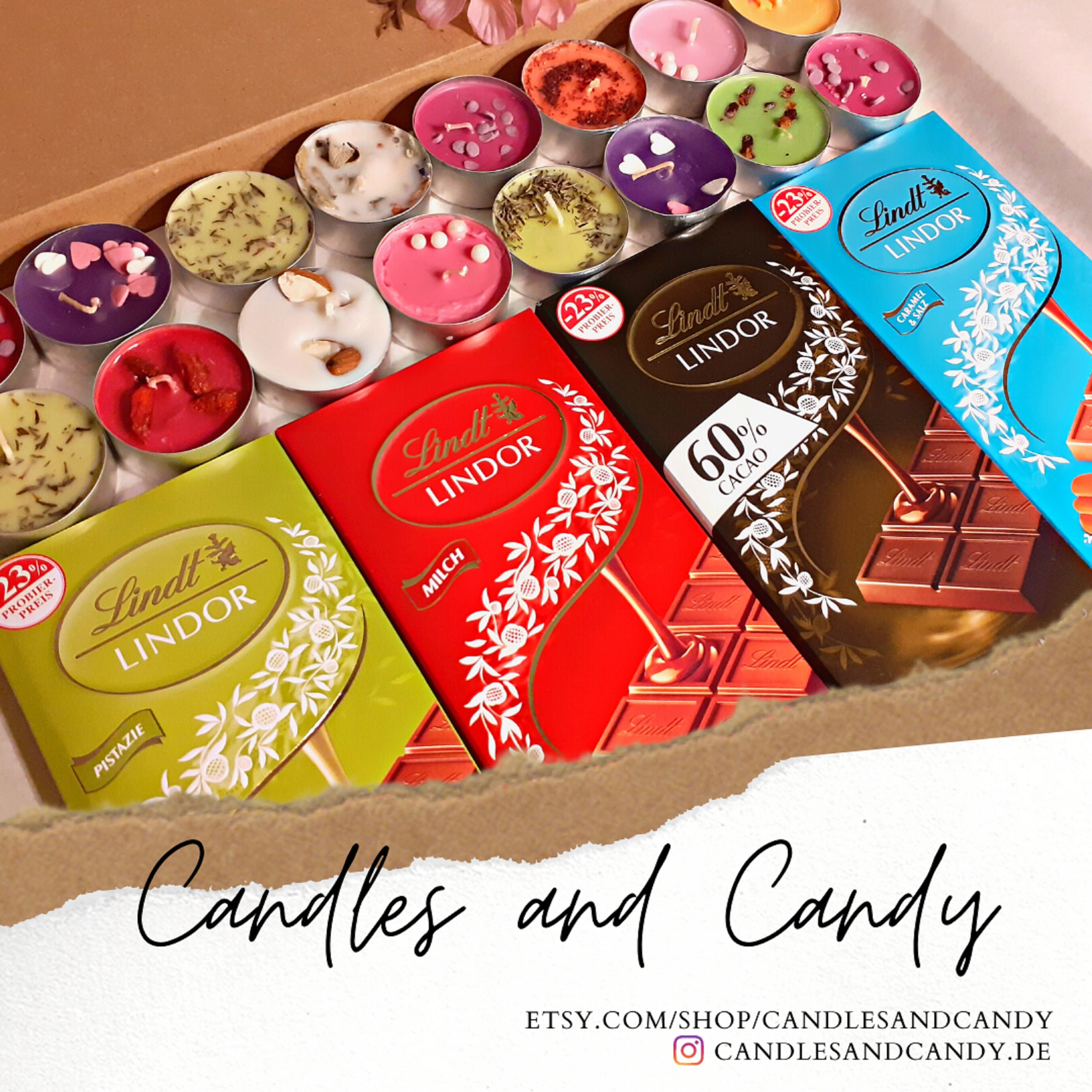 Lindt Chocolate Hamper Gift Box With Scented Candles, Personalized ...