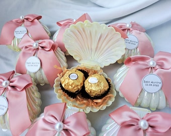 Upominki dla gości na baby shower - Pierwsze urodziny dziewczynki - Różowe pudełka na cukierki - Prezent Ferrero Rocher - Prezent z okazji ujawnienia płci dziecka - To dziewczynka