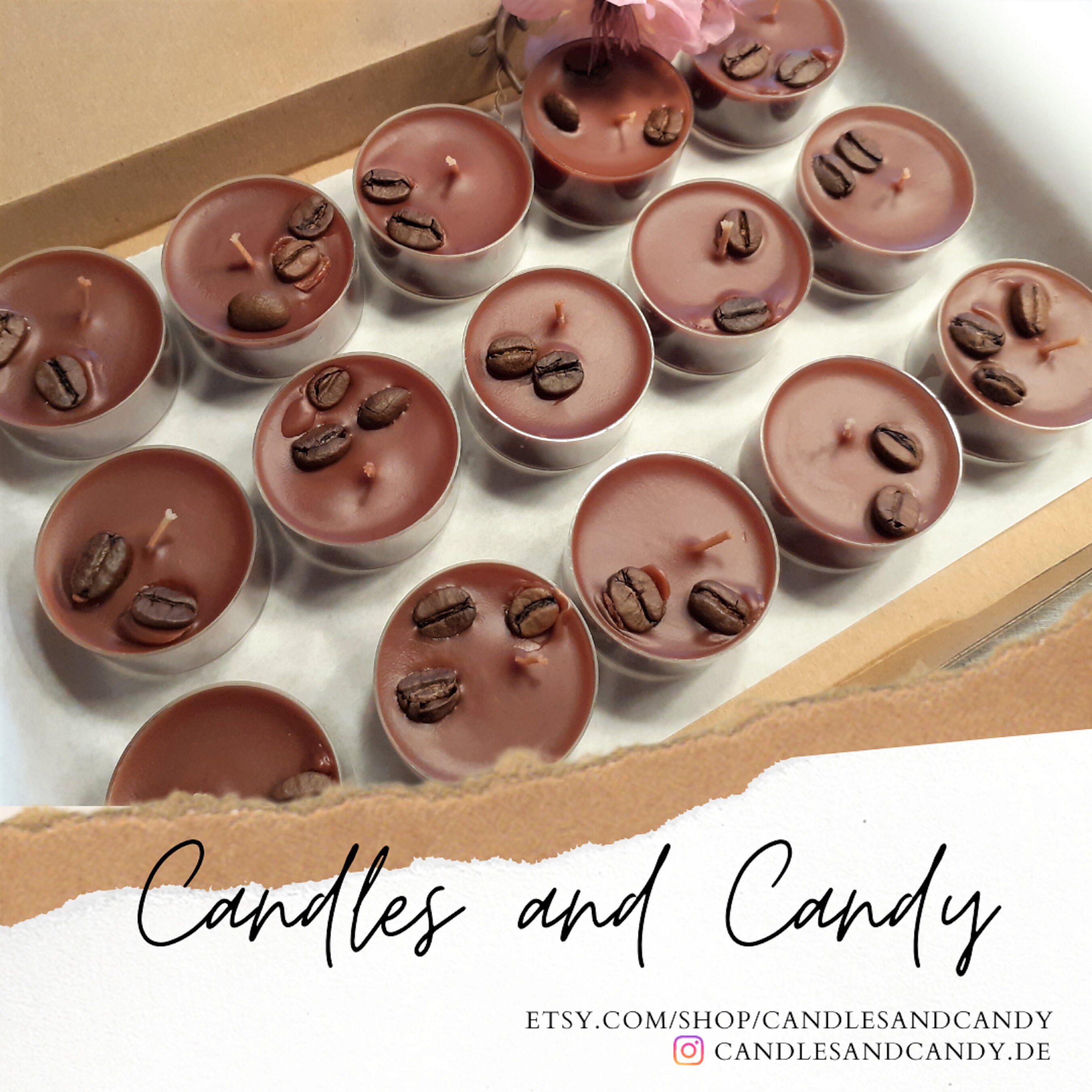 Coffee Bean Tea Lights Cafe Mocha Scented Candles Aromatic Etsy