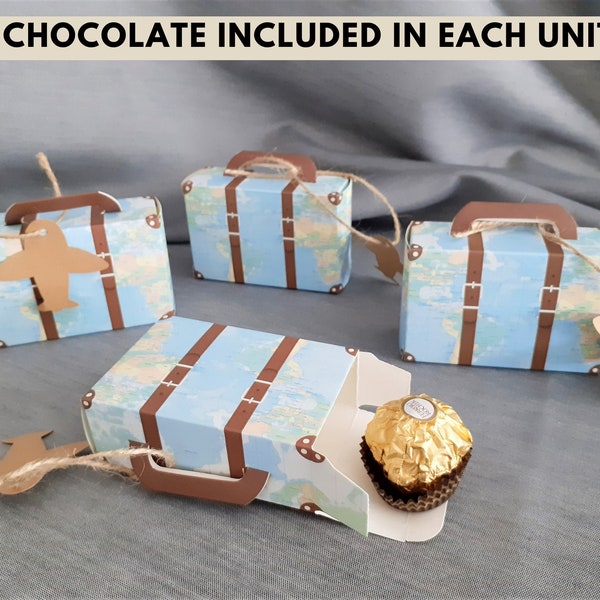 Mini valise de voyage boîtes à bonbons en papier – cadeaux d'adieu – fête à bientôt – fête d'anniversaire sur le thème du voyage – décoration de fête d'adieu