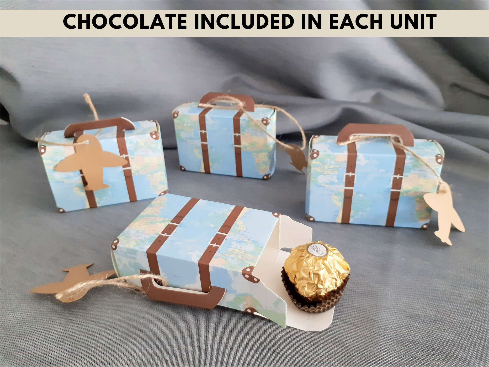 Mini Travel Suitcase Paper Candy Boxes - Farewell Party Favors - See You Soon Party -Travel Theme Birthday Party-Goodbye Party Decoration
