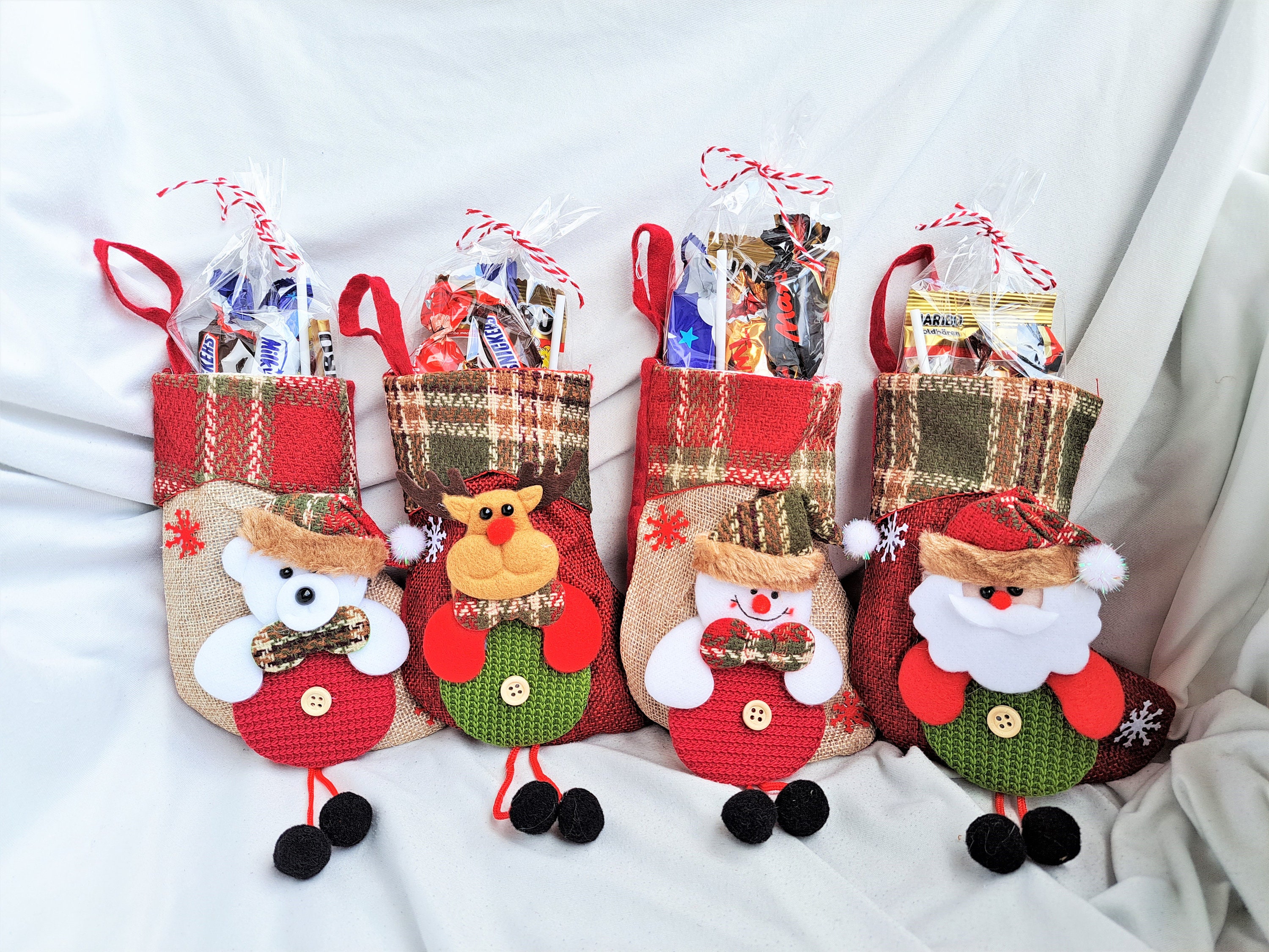 Medias navideñas rellenas - Rellenos de chocolate - Regalos de Navidad para  niños - Decoración de Papá Noel, reno y muñeco de nieve - Calcetines - Etsy  México, image size:3000x2250