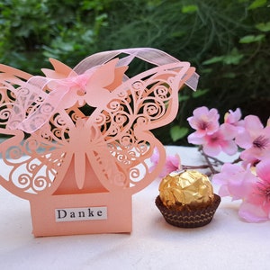 Cajas de dulces con forma de mariposa, regalos para invitados en rosa y blanco, fiesta pastel para niña recién nacida, regalos de cumpleaños, recuerdos para baby shower, idea para revelar el género.