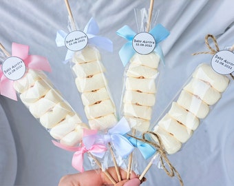 Marshmallows on a Stick, Baby shower Guest Gifts, First Birthday Table Decoration, Children Kids Party, Thank you for coming, Candy Sticks