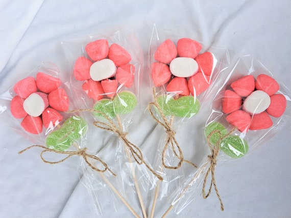 Candy Flowers on a Stick - Marshmallow Gummy Sweets - Favors Gift 