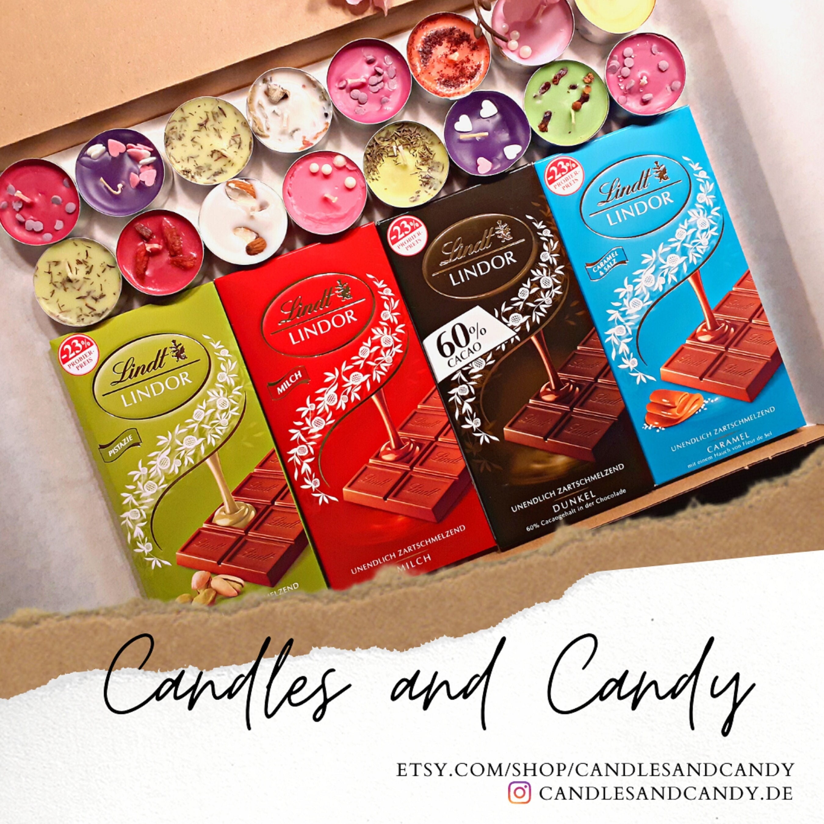Lindt Chocolate Hamper Gift Box With Scented Candles, Personalized ...