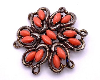 Schiaparelli Gold and Peach Toned Brooch