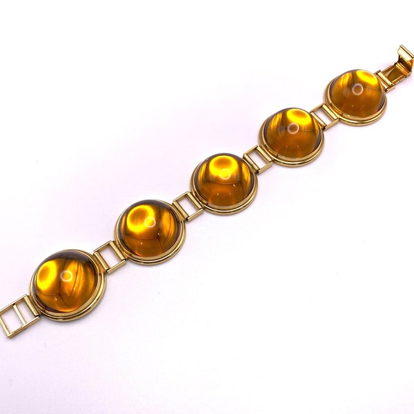 Lalique Gold Toned Cabochon Bracelet