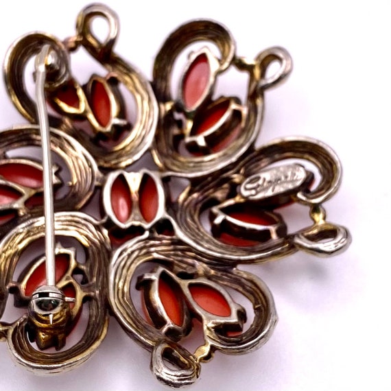 Schiaparelli Gold and Peach Toned Brooch - image 3