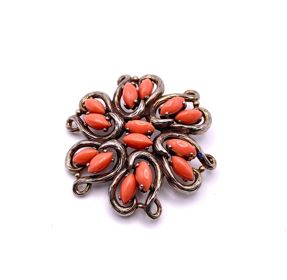 Schiaparelli Gold and Peach Toned Brooch - image 8