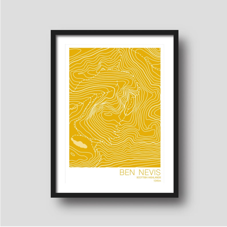 Ben Nevis Mountain Print Contour Map Mountain Map Art - Etsy