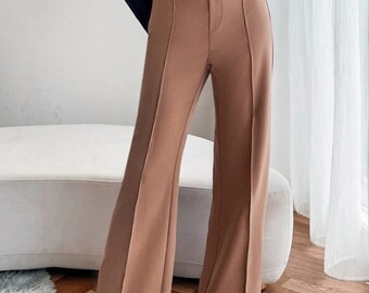 Women straight Pants Relaxed Fit Trousers Office High Waisted High-Rise Pants High Waist Vertical Straight Leg Casual Pant