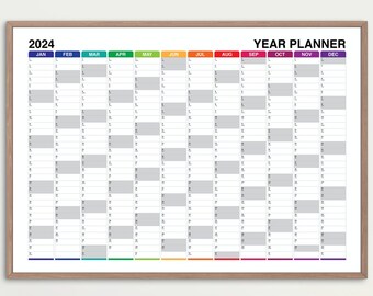 Printable 2024 Year Planner V1 Months in Columns Landscape Calendar ...