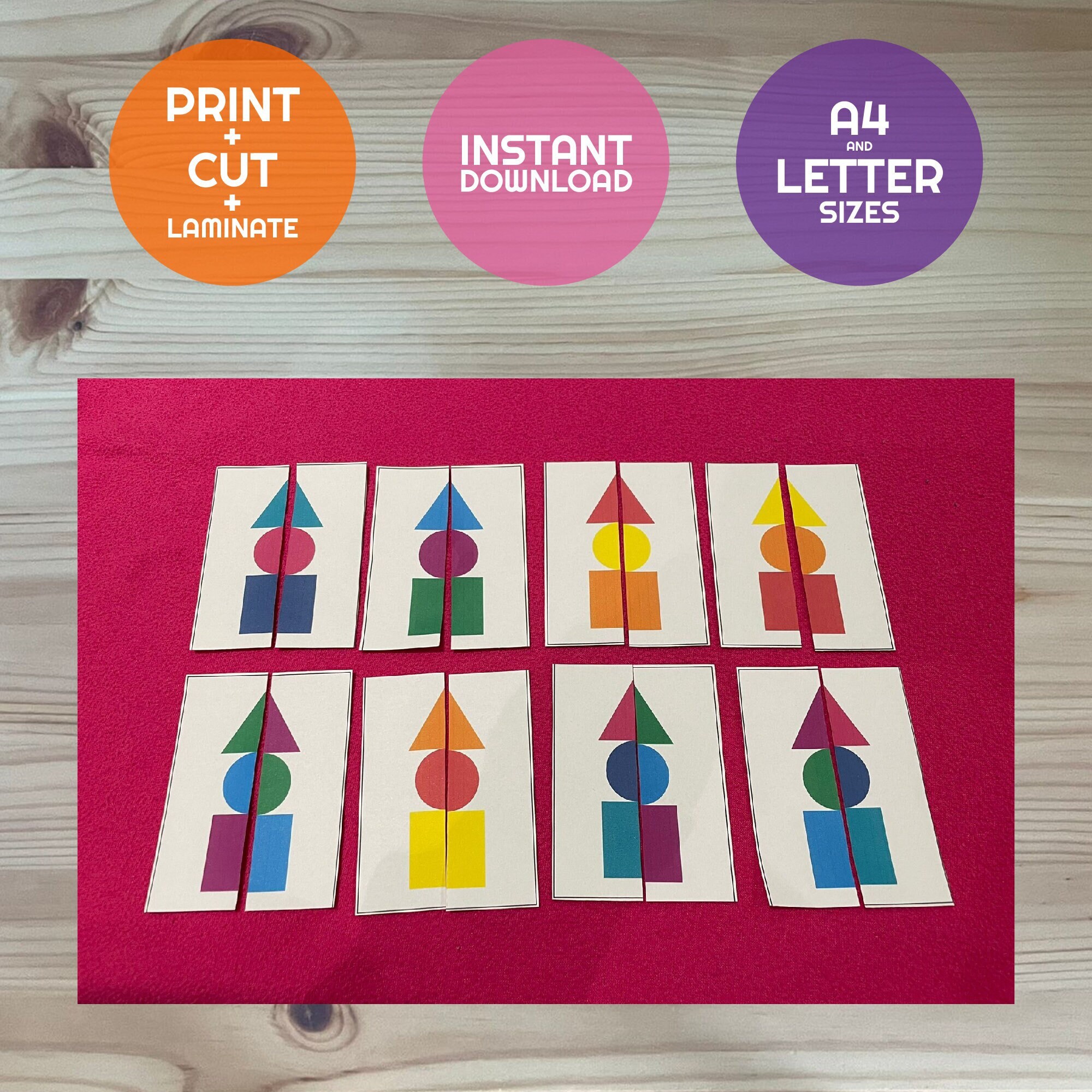 Color Shapes Matching Problem Solving Worksheet Preschool - Etsy