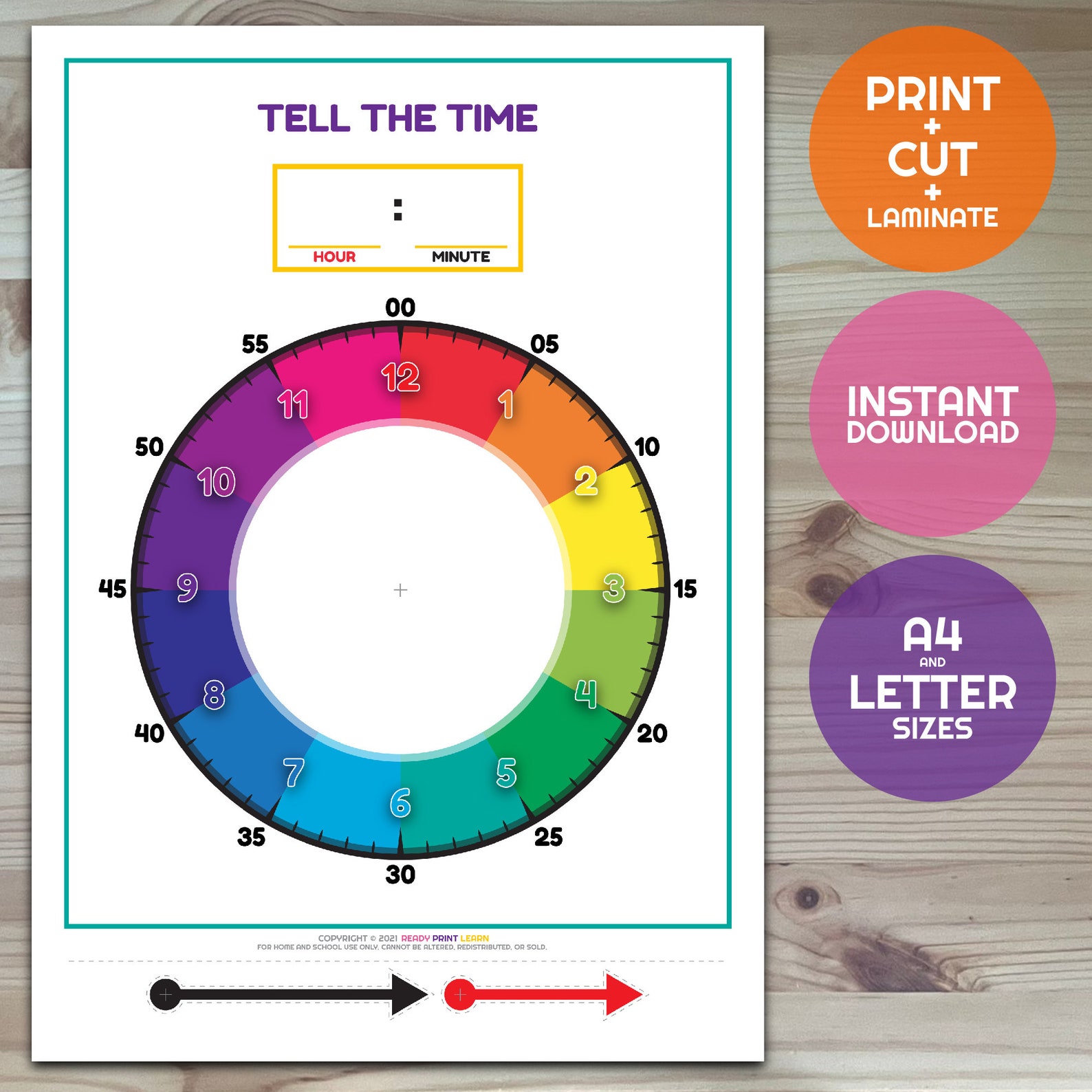 Learn to Tell the Time Printable Clock Kids Learning Game | Etsy UK
