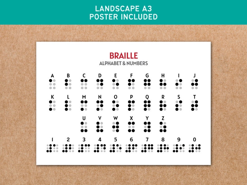 Braille Flash Cards V2 Large Alphabet & Numbers Printable Homeschool