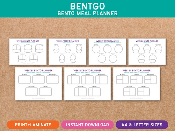 Bentgo Bento Meal Planner Daily Weekly Meal Snacks Lunch Food Box Printable  Template 