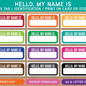 Hello My Name is Printable Blank Name Tag ID Identification Card ...