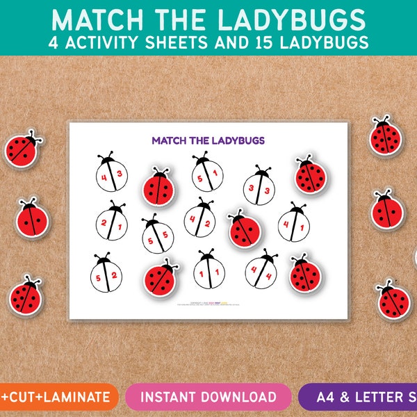 Match The Ladybugs - Numbers - Problem Solving - Preschool Math - Educational Counting Activity - Homeschool - Learning Through Play