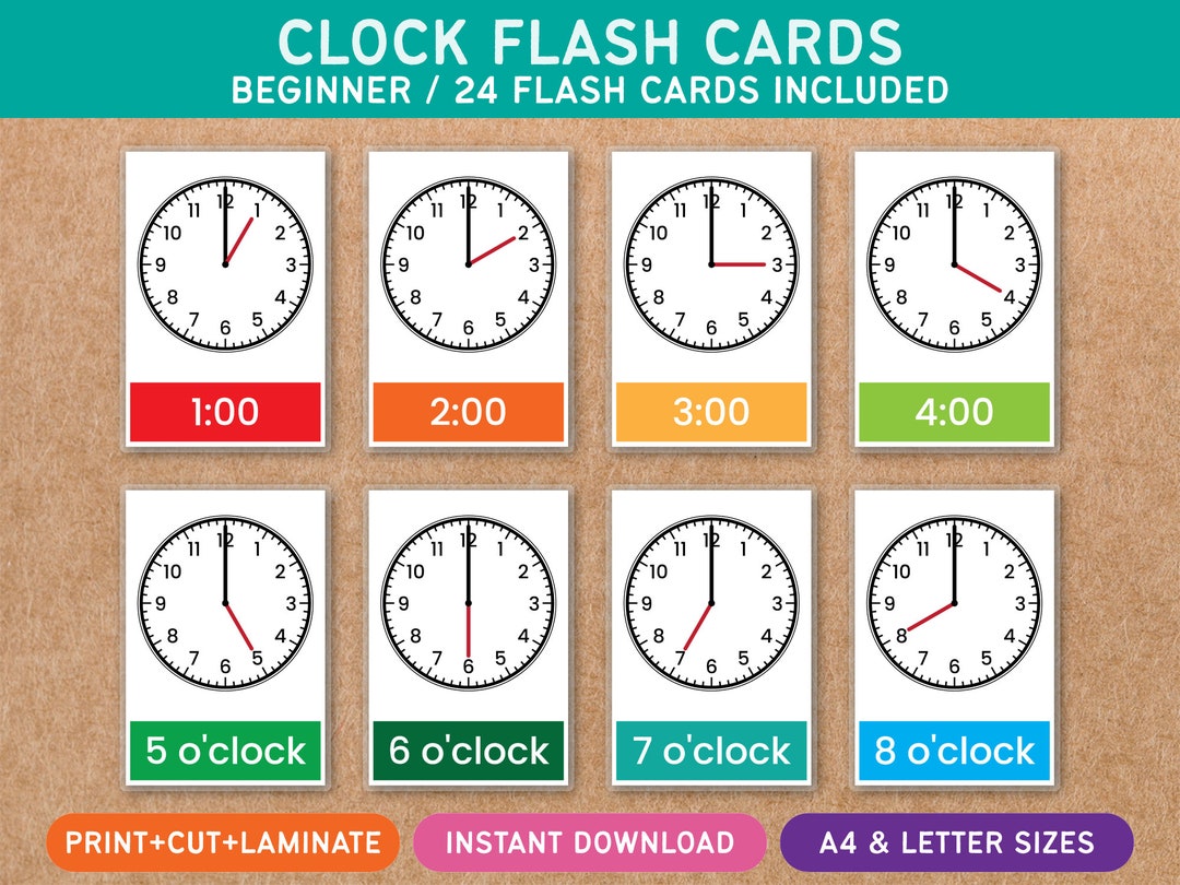 Clock Flash Cards Beginner Time Busy Book Binder Task Boxes Homeschool