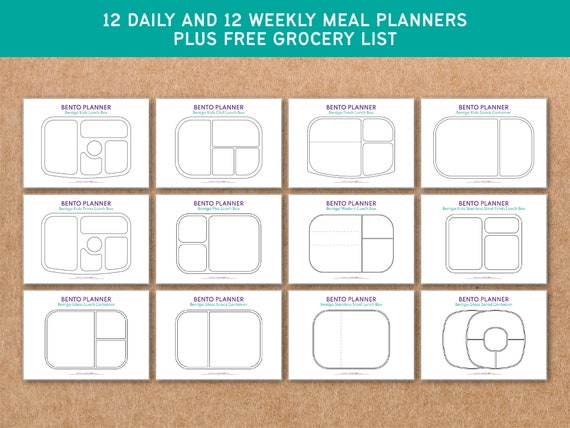 Bentgo Bento Meal Planner Daily Weekly Meal Snacks Lunch Food Box Printable  Template 