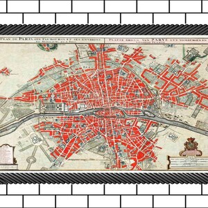 Mapa histórico da cidade de Paris - Mapa vintage da cidade francesa - Impressão de mapa histórico da cidade francesa - Decoração de mapa da cidade de Paris França - Decoração de parede de mapa antigo
