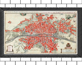 Paris Historic City Map  - French City Vintage Map - Historic French City Map Print - Paris France City Map Decor - Old Map Wall Decor
