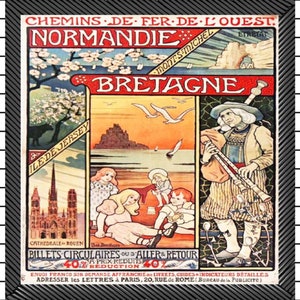 Chemin de fer de louest par Berthon Normandie Bretagne French Travel Poster