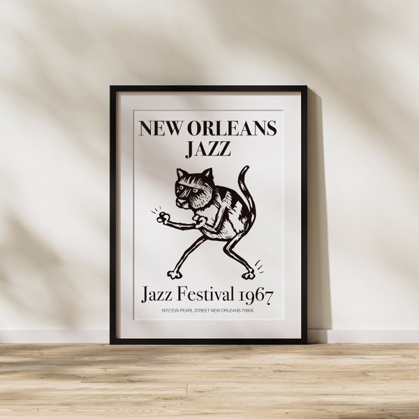 New Orleans Jazz Festival Vintage Poster Retro Music Vintage Fine Art - Wall Art - Retro New Orleans Jazz Festival Wall Decor -