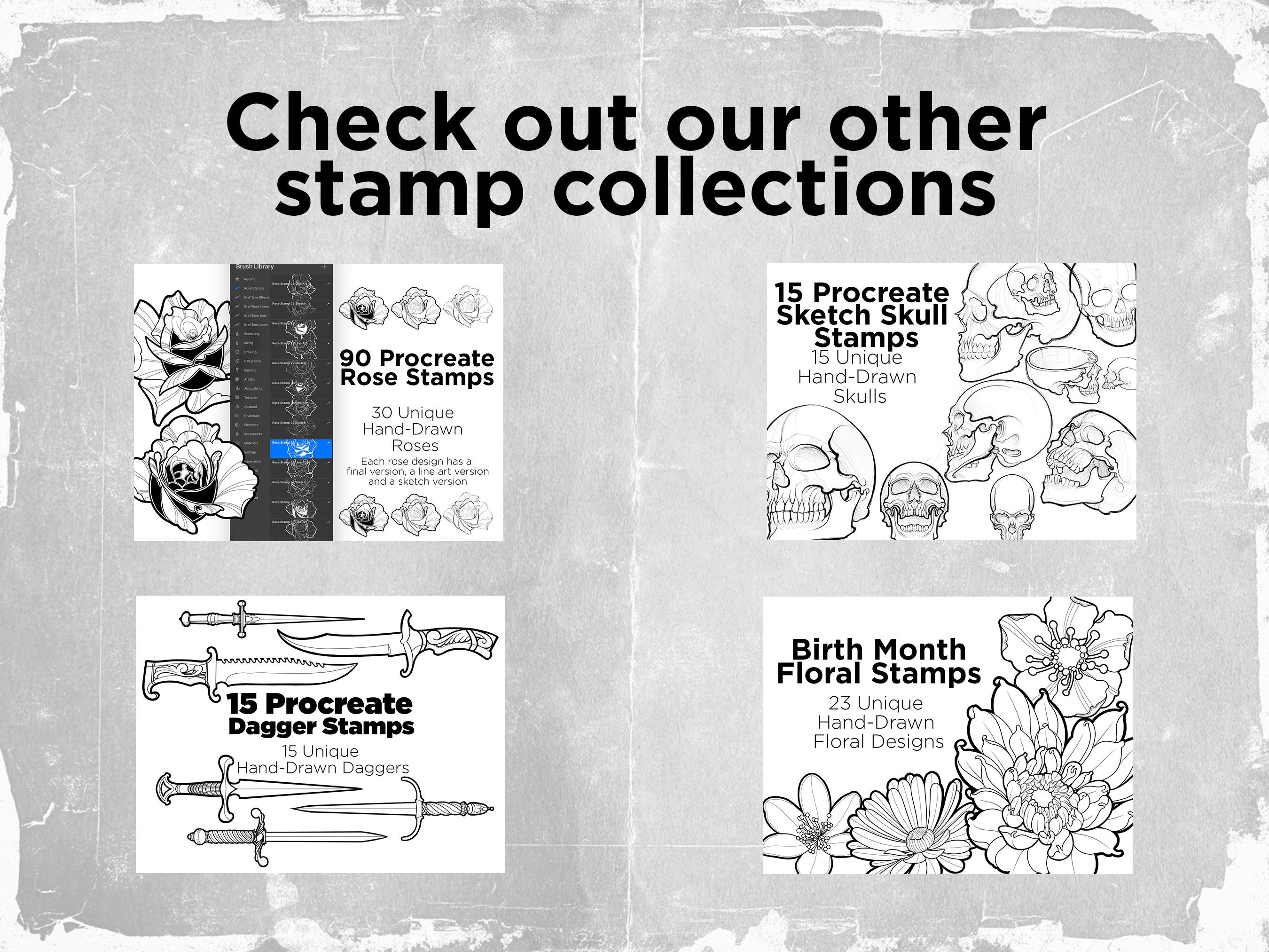 Procreate Stamp Dagger Collection of 15 Daggers for Artists iPad Pro