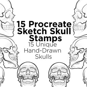 Procreate Stamp Skull Collection of 15 Anatomical Skulls for Artists iPad Pro Collection Tattoo Artist Flash Reference For Digital Artists