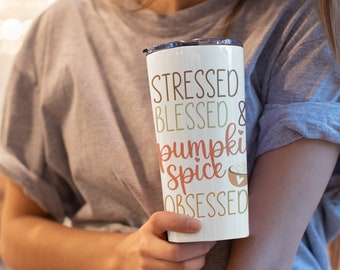 Pumpkin Spice Fall Coffee Tumbler 20oz Stainless Steel Cup