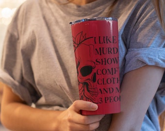 Halloween Murder Shows Comfy Clothes Coffee Tumbler 20oz Stainless Steel Cup in Dark Red