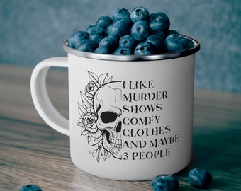 Murder Shows Enamel Camping Mug: True Crime Gift