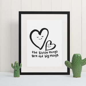 Little Things Heart Art Print 11x14 - Boho Nursery Decor - Black And White Print - Whimsical Artwork - Minimalist Art Print - Modern Nursery