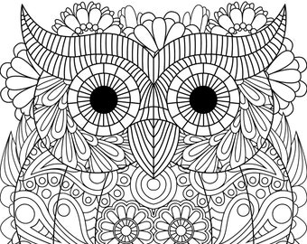 Owl mandala coloring sheets | Etsy