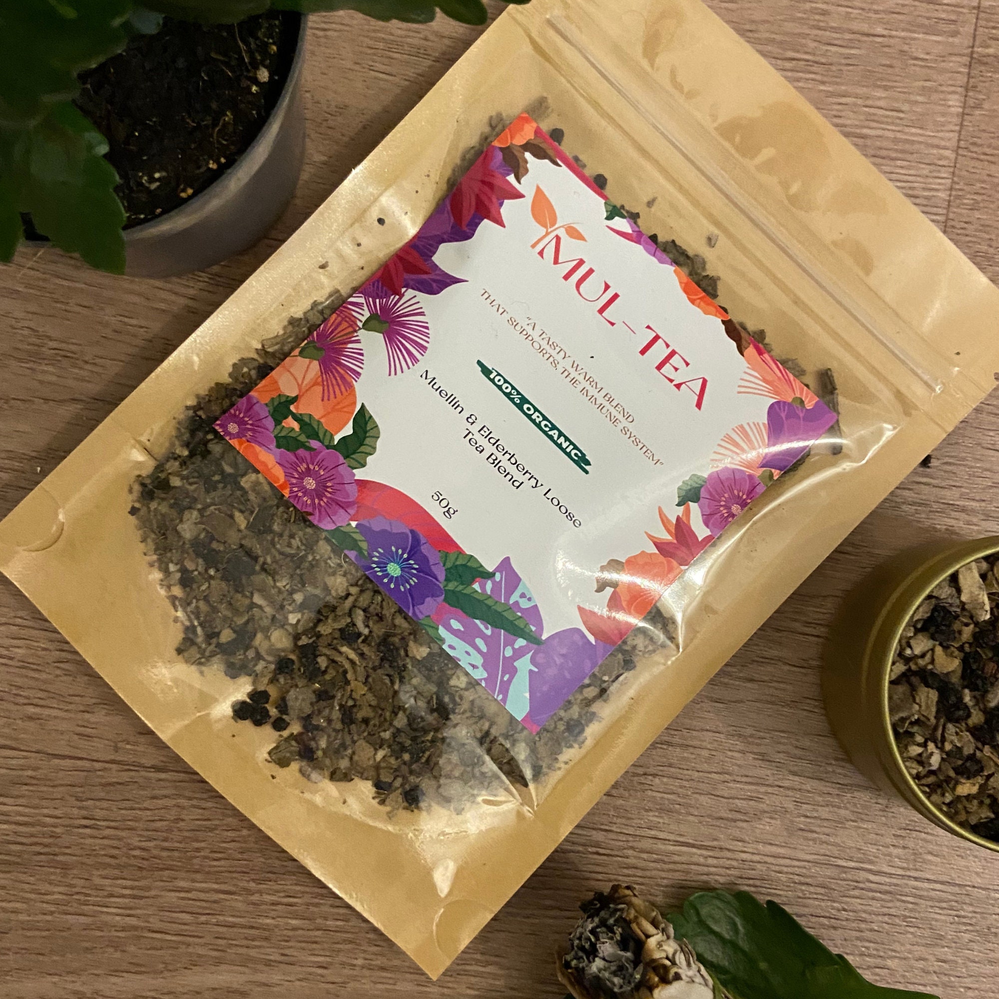 Mullein Elderberry Peppermint Echinacea Manuka Honey Mullein Leaf Tea Mullein Herb Mul-tea Mullein & Elderberry Loose Tea