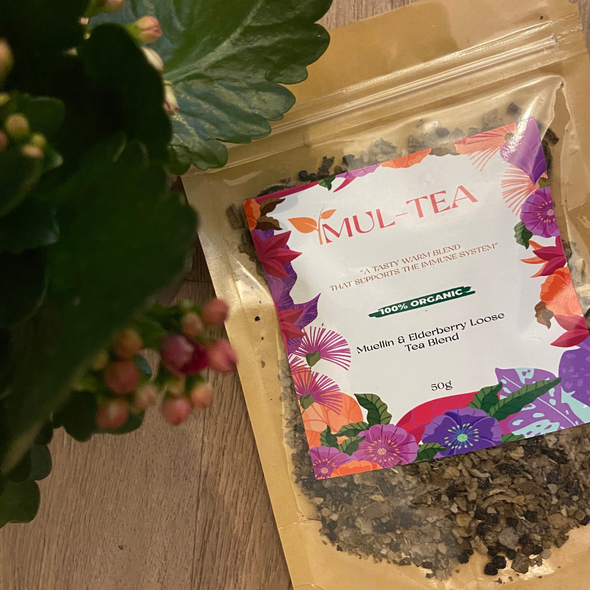 thumbnail image 2 of Mullein Leaf Elderberry Blend Tea Bags – All Natural Wildcrafted Caffeine Free – Paisley Farm 2 of 6