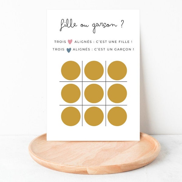 Carte à gratter fille ou garçon jeu tic tac toe - Annonce sexe bébé - Annonce grossesse bébé - Jeu morpion