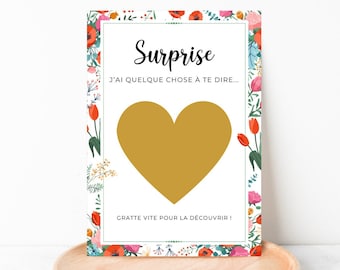 Carte à gratter personnalisée - Annonce témoin marraine parents grands-parents